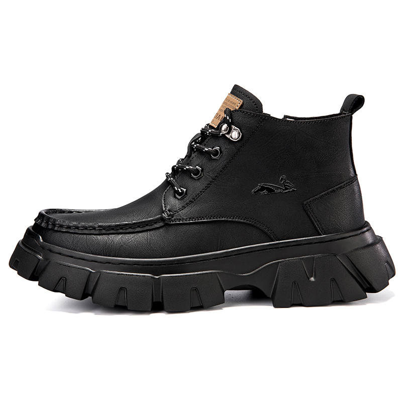 YINGLUNQISHI Top Grain Cow Leather Casual Shoes Men's Black