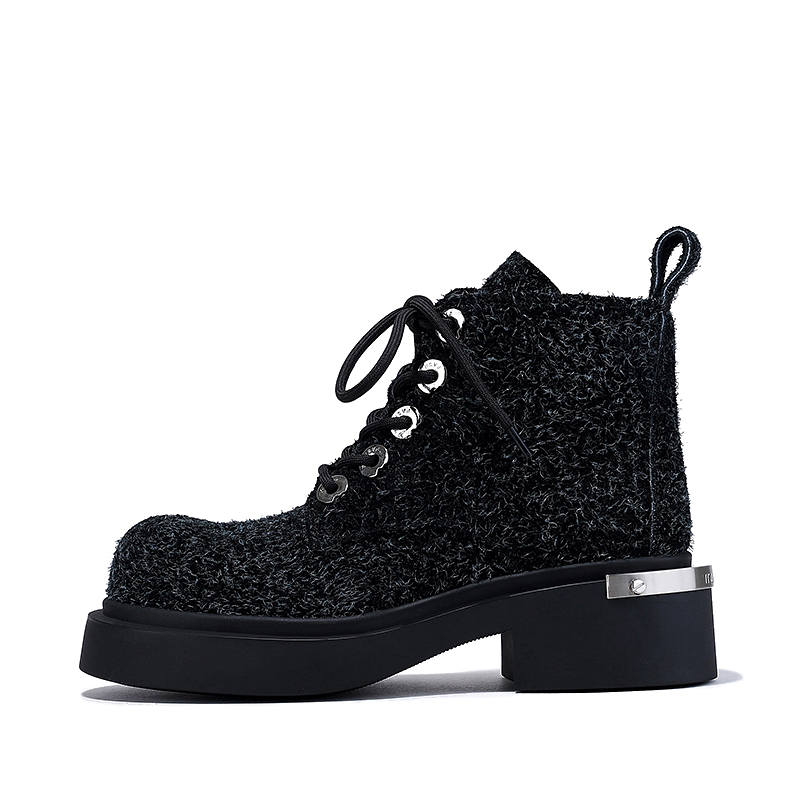 BELLALILY Cow Suede Short Combat Boots 4.5cm Women's