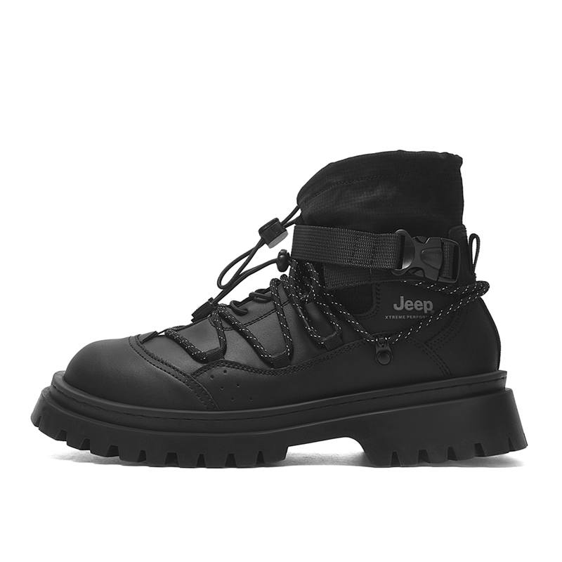 Jeep Jeep Ankle Length Combat Boots Medium Heel Men's Black