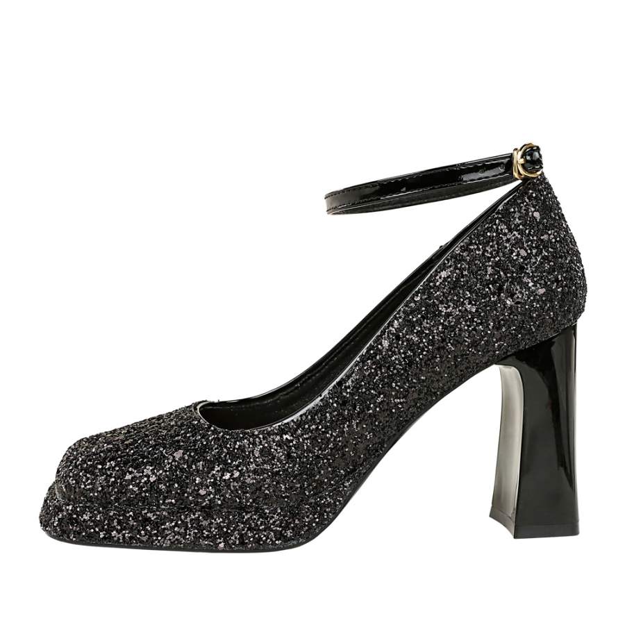 QITUMAUL Shinny Leather High Heels 9cm Women's