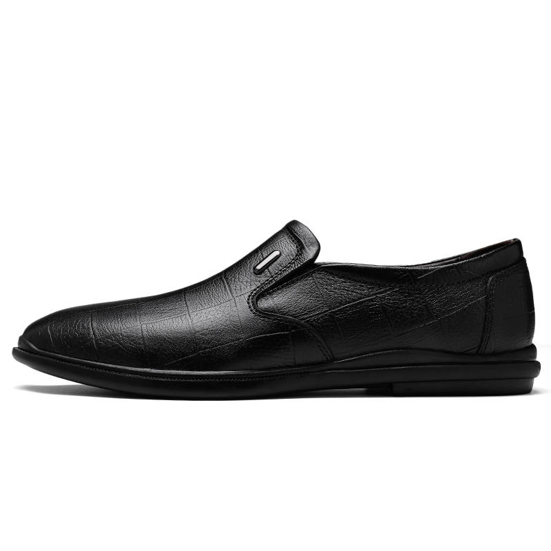CKVUSAMG Top Grain Cow Leather Low top Casual Shoes Unisex Black