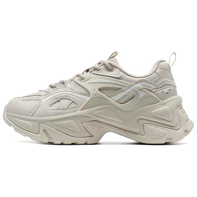 XTEP Synthetic Leather, TPU Abrasion Resistant Slip Resistant Low top Casual Shoes Women's Beige