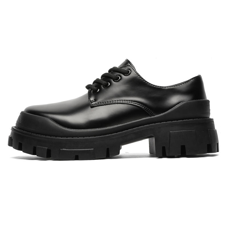 ZHENRAN Microfiber Leather Height Increasing Height Increasing Low top Casual Shoes Unisex Black