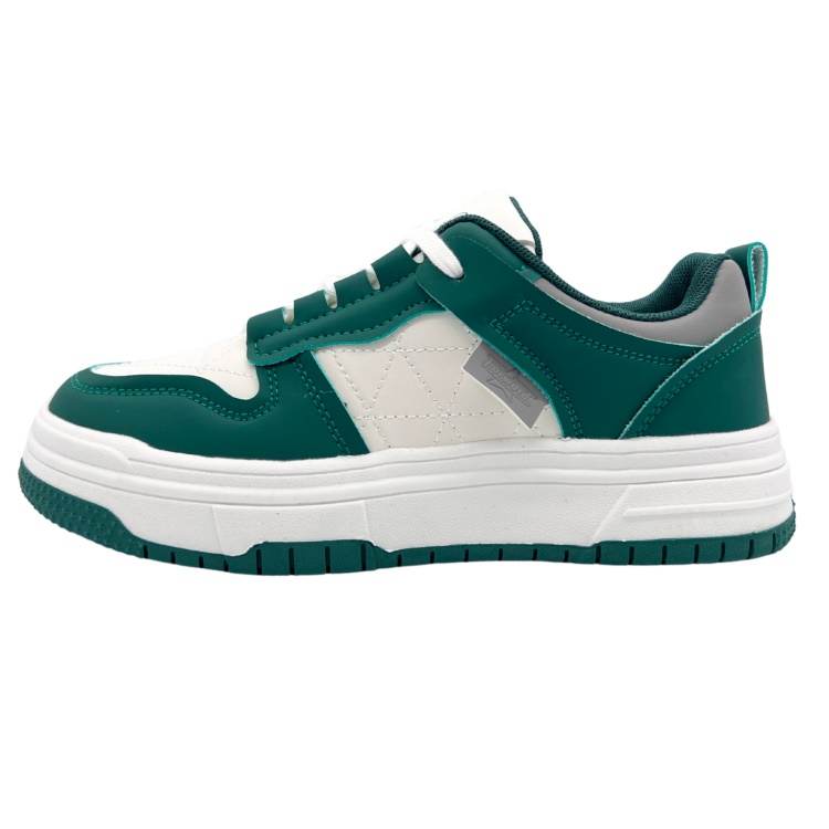 QIANJIN Synthetic Leather Slip Resistant Lightweight Height Increasing Low top Skateboard Shoes Women's Green