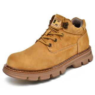 JIGONGYANG Work Boots Unisex Low Top Sand/Yellow/Dark Brown