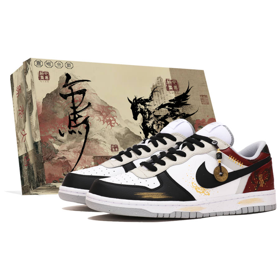 Nike Nike Big Abrasion Resistant Breathable Low top Skateboard Shoes Men's Black Red
