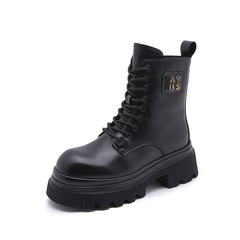 MILANLIANGE Crew Combat Boots 6.5cm Women's