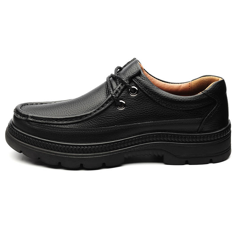 WENNAI Top Grain Cow Leather Casual Leather Shoes Men's Black