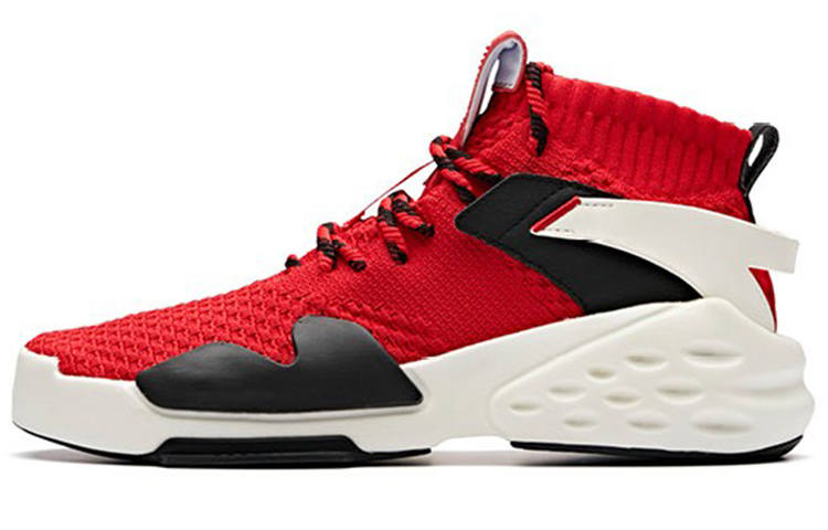 Anta Bastard Casual Slip Resistant Abrasion Resistant High top Skateboard Shoes Men's Red White