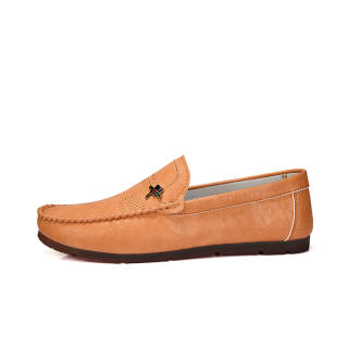 YINGLUNQISHI Cow Leather Casual Shoes Men's Earth Yellow