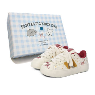 FANTASTIC XBOX Microfiber Leather Low top Skateboard Shoes Women's White Red Box Included