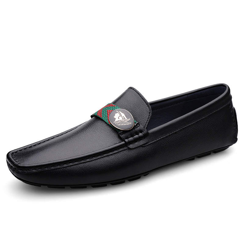 SENJIALUO Top Grain Cow Leather Casual Shoes Men's Black