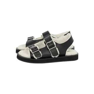 MEIYANG Cow Leather One Strap Sandals Women's Black