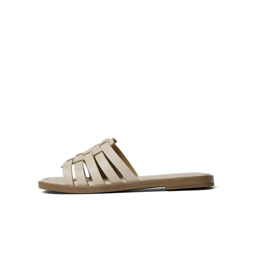 PT'SON Slide Slippers Women's Cream White/Vintage Brown