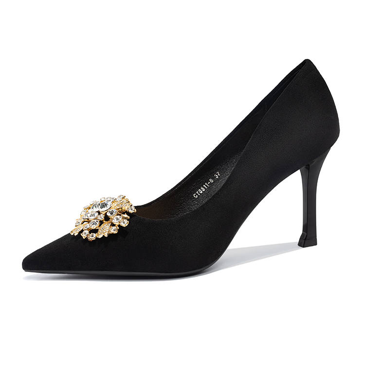 Ainer-cat Ainer cat Suede Slim Heel High Heels 8cm Women's Black