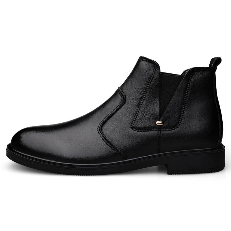 YINGLUNQISHI Top Grain Cow Leather Casual Shoes Men's Black