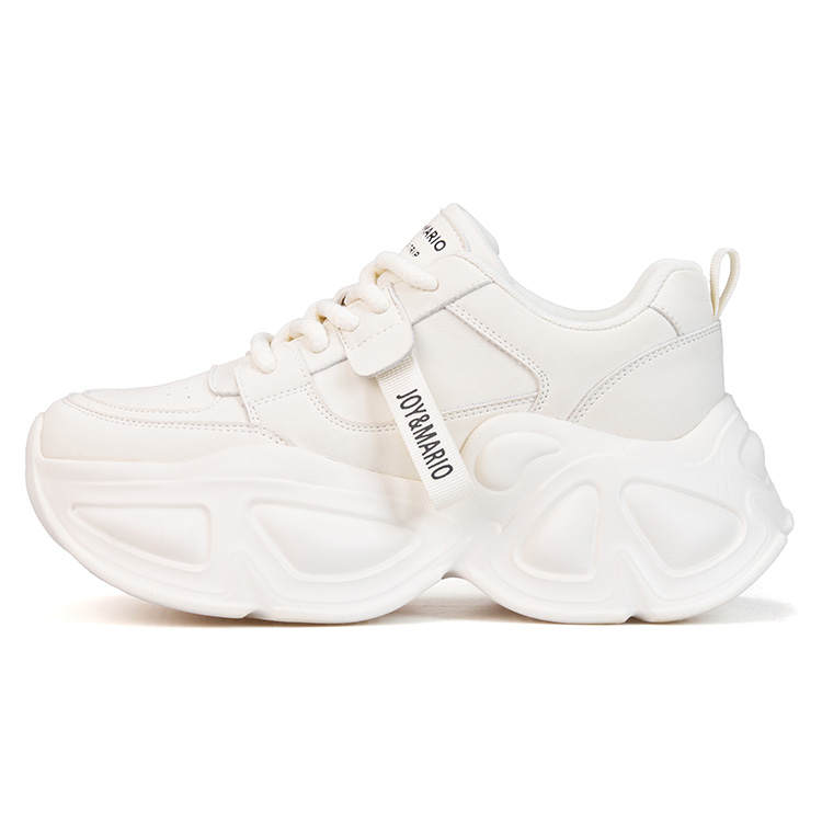 Joy&Mario Synthetic Leather Low top Chunky Sneakers Women's Beige