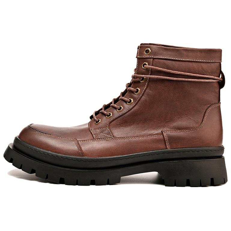Brounvanm Brounvanm Top Grain Cow Leather Short Combat Boots Men's