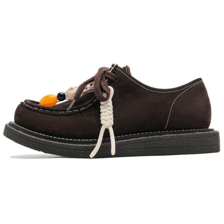 BAILUNHAN Cow Suede Slip Resistant Slip Resistant Low top Casual Shoes Unisex Brown