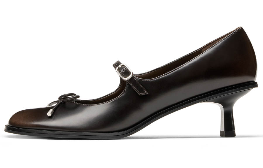 CHARLES&KEITH Small Ck Pu Slim Heel Mary Jane Shoes 5CM Women's