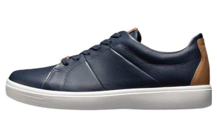 Ecco Soft Cool Leather Comfortable Low top Sports Casual Shoes Men's Ocean Blue