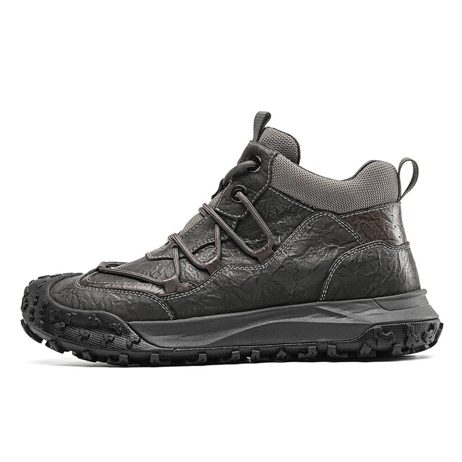 C°BANNER Cow Leather Outdoor Commute Fleece Lined High top Casual Shoes Men's Gray