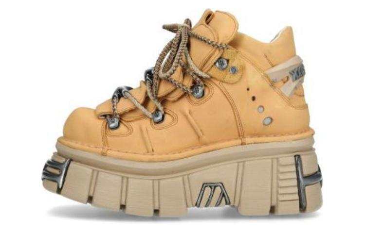 NEW ROCK Leather Low top Casual Shoes Unisex Yellow