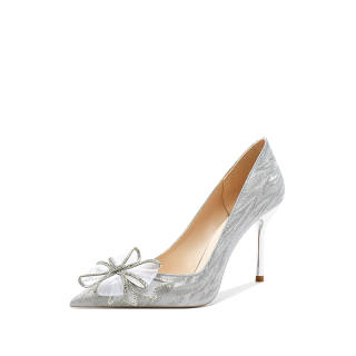 B+AB Slim Heel High Heels Women's Silver