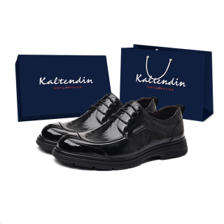 Kaltendin Casual Leather Shoes Men's Low Top Black