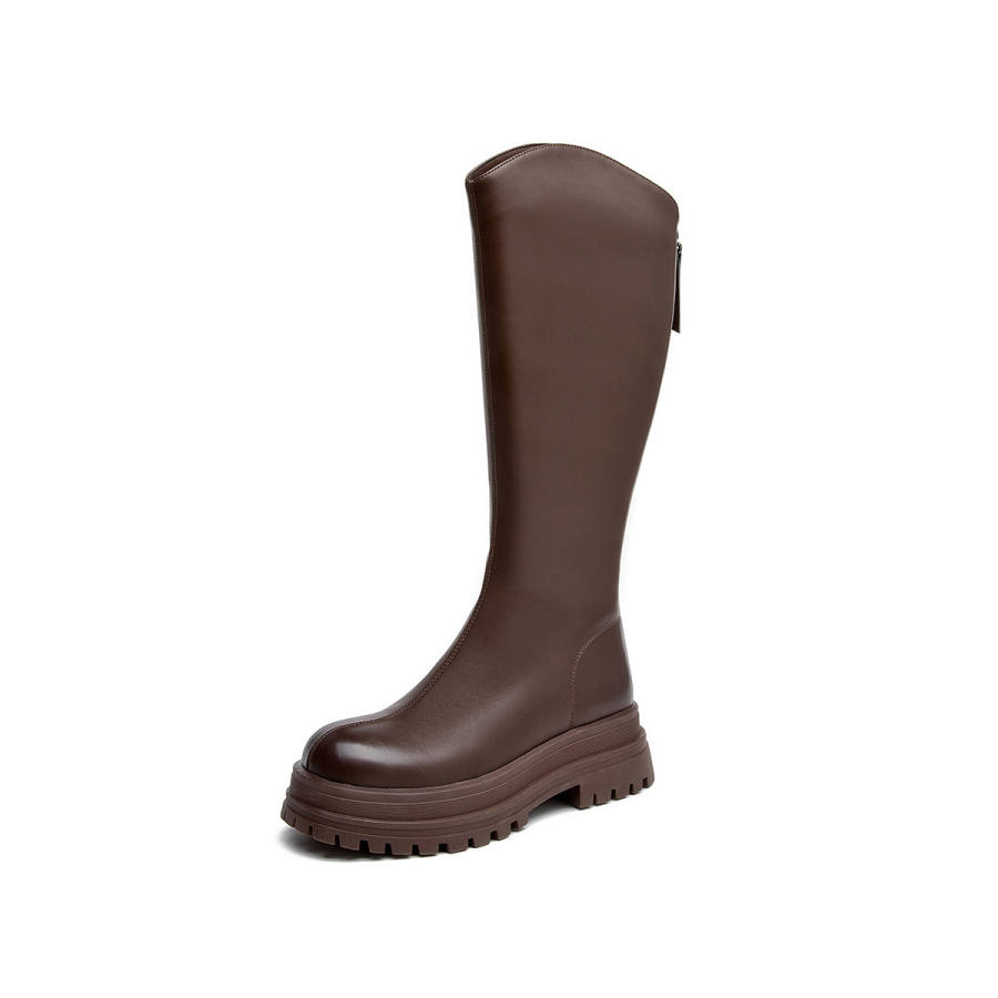 AOKANG Pu Knee high Boots 5.2CM Women's Brown