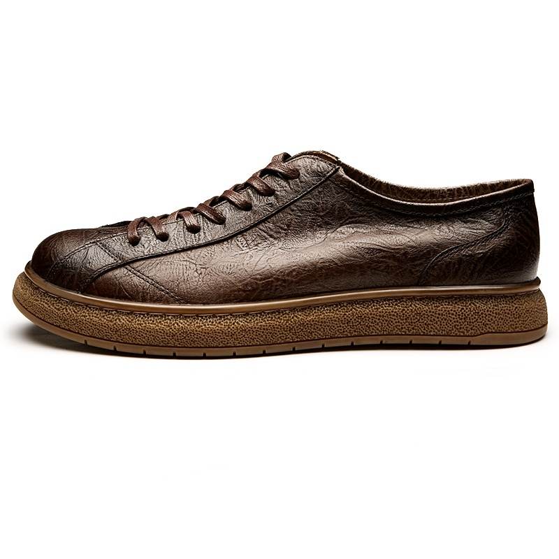 Brounvanm Top Grain Cow Leather Casual Shoes Men's Coffee