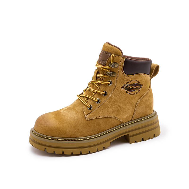 PLO CART Top Grain Pig Leather Combat Boots Unisex Earth Yellow