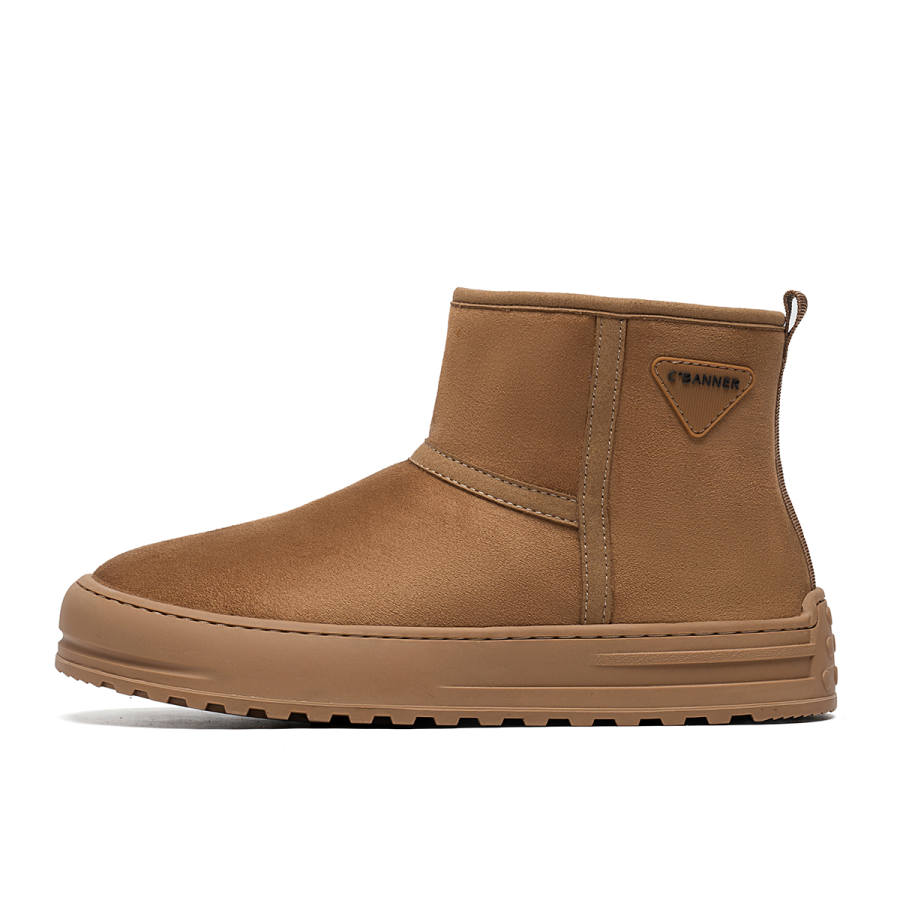 C°BANNER Outdoor Fleece Lined Wool Fashion Commute Short Snow Boots Men's Yellow