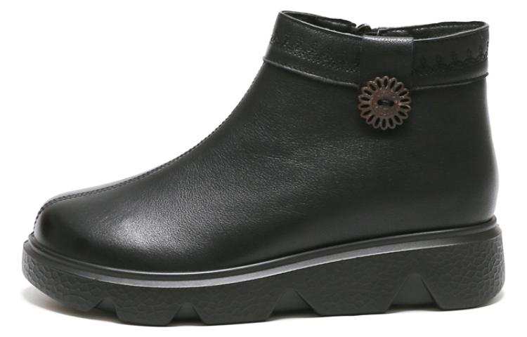SHOUBA Cow Leather Ankle Boots Women's Black
