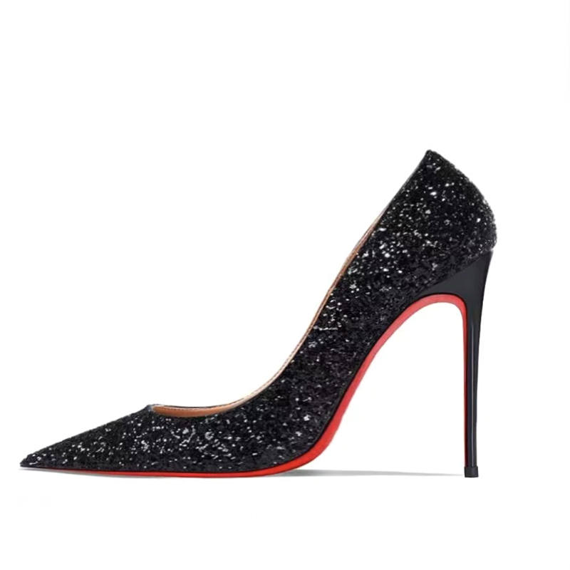 WOXXXN Pu Slim Heel High Heels Women's Black Gift Box Set