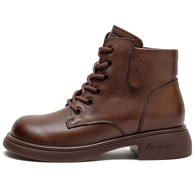 MATA MATA Top Grain Cow Leather Combat Boots Women's