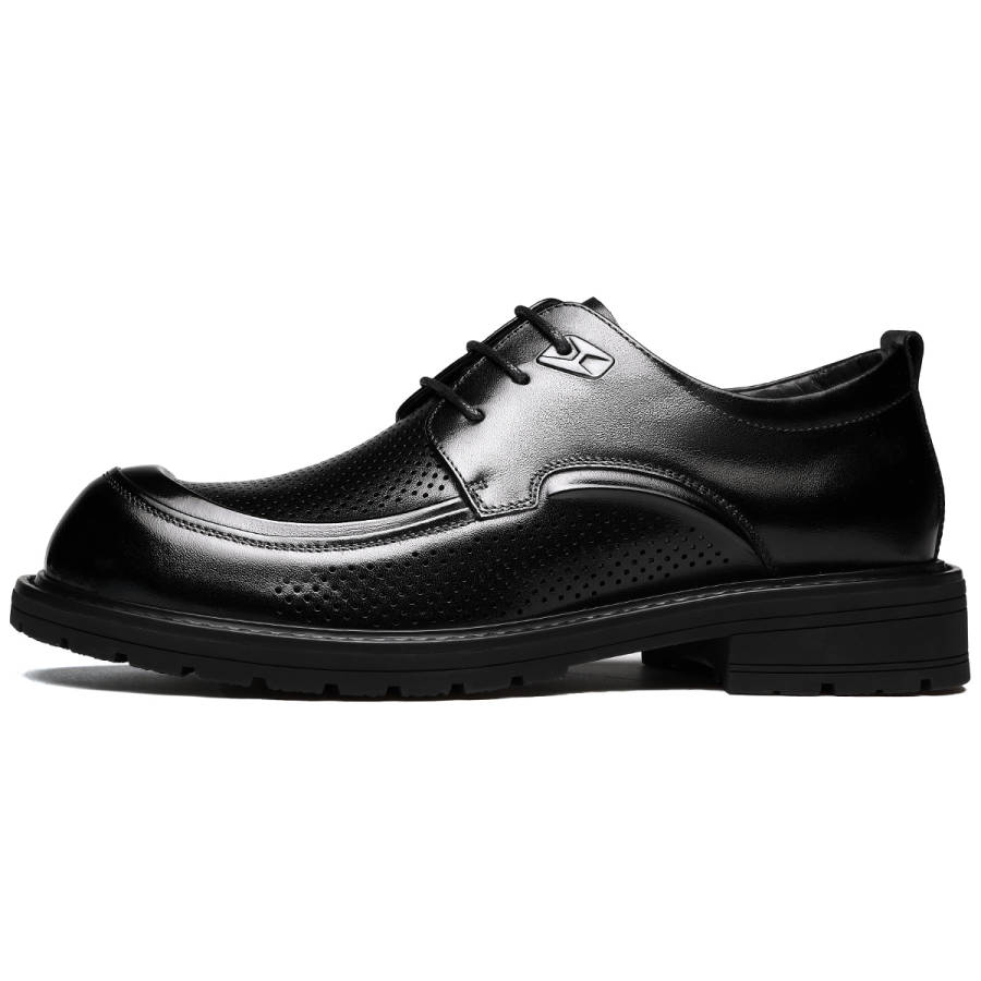 FAPAI Casual Leather Shoes Men's Low Top Black
