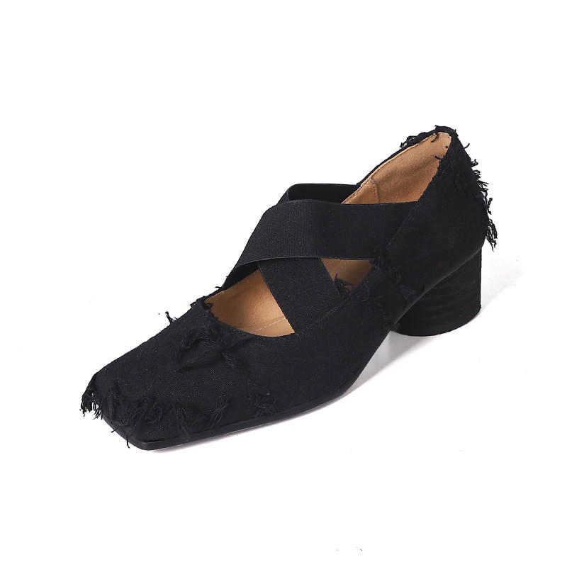 Echo&yolo Cow Leather Chunky Heel Mary Jane Shoes Women's
