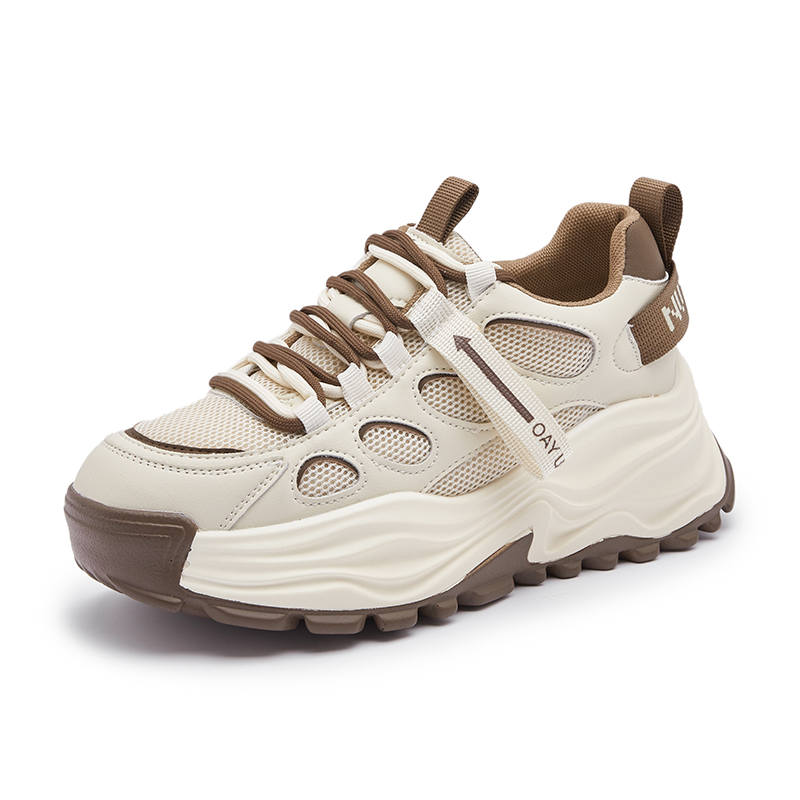 MILANLIANGE Cushioning Height Increasing Slip Resistant Low top Chunky Sneakers 7cm Women's