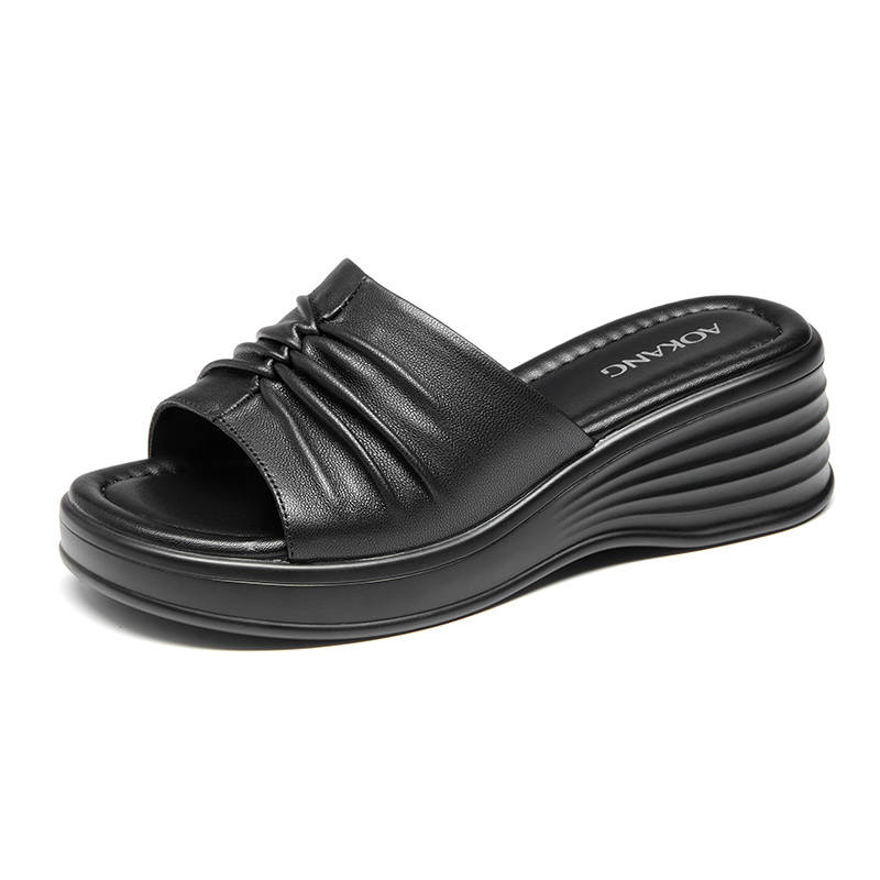 AOKANG Slide Slippers Women's Black/Beige