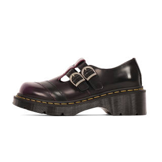 MIBU Cow Leather Chunky Heel Mary Jane Shoes 5CM Women's Rub Purple
