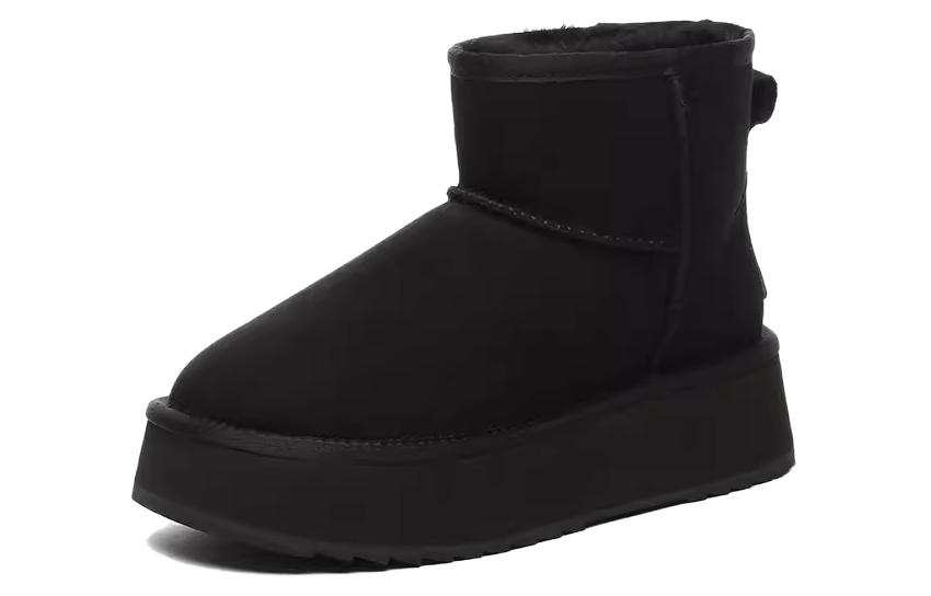 EVERAU Sheepskin Short Snow Boots Women's Black