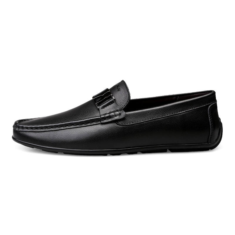 WENNAI Top Grain Cow Leather Casual Shoes Men's Black
