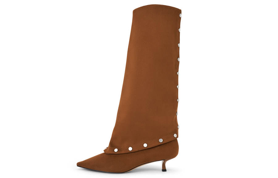 CHARLES&KEITH Small Ck Suede Knee high Boots 4cm Women's Brown