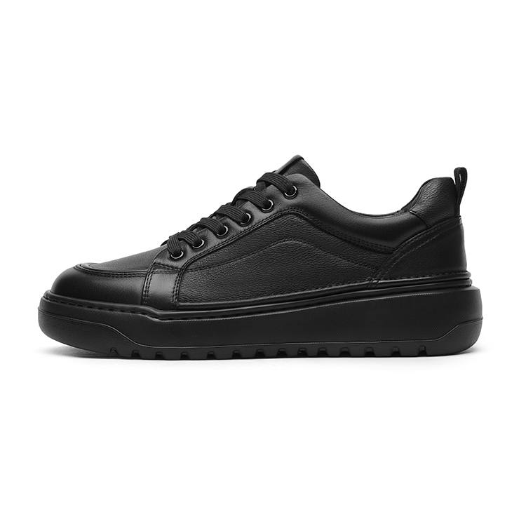 GOLDLION Top Grain Cow Leather Low top Casual Shoes Men's Black