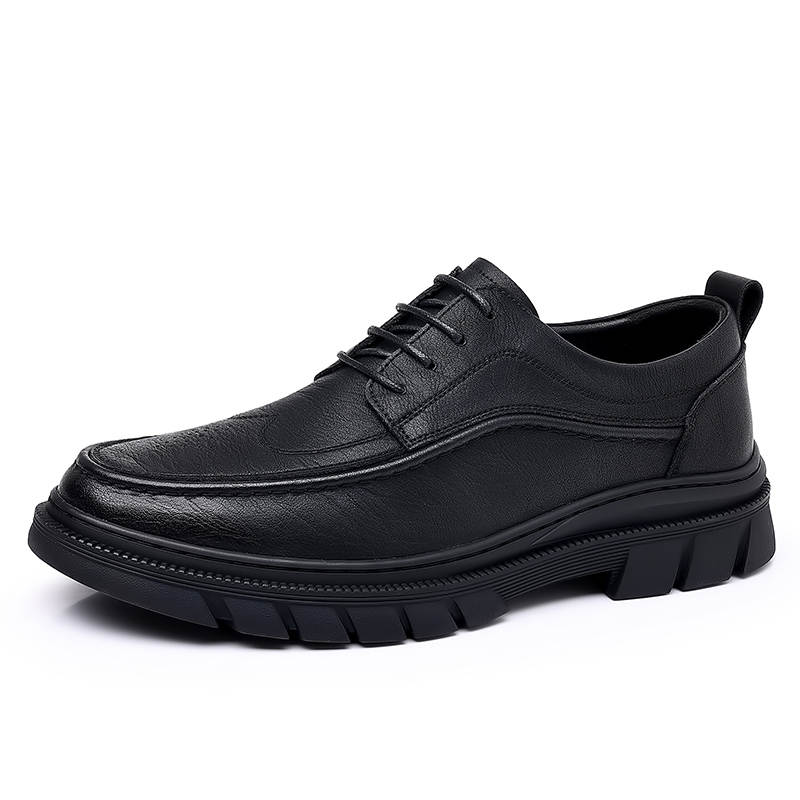 CITONGXIANSHENG Cow Split Leather Casual Shoes Men's Black