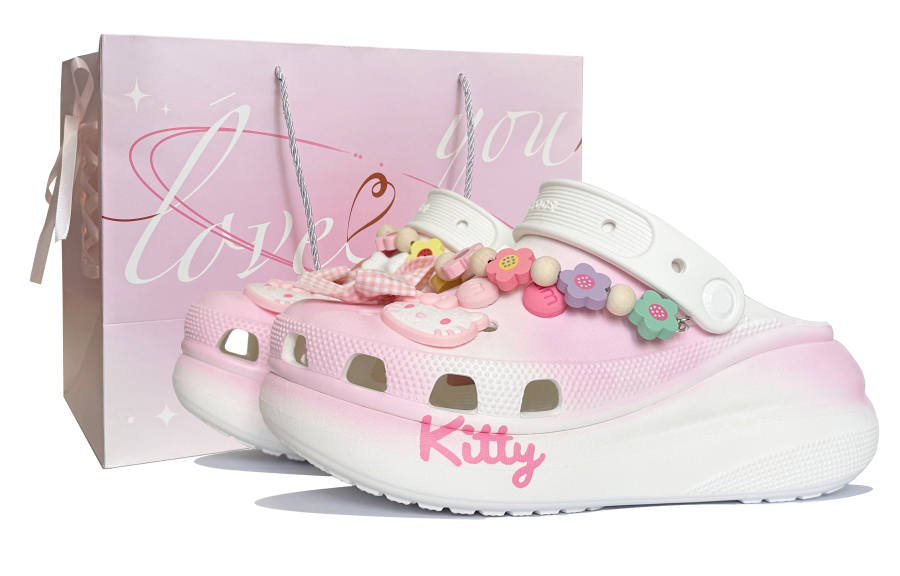 Crocs Crocs Crush Clog Filled Kitty Clogs Unisex Pink White