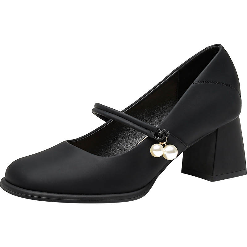 DUSTO PU Synthetic Leather Chunky Heel Mary Jane Shoes 6CM Women's