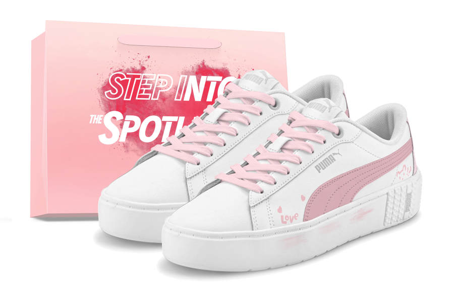 PUMA Smash Platform Low top Skateboard Shoes Women's White Pink