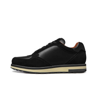 Zuti Vintage Versatile Patchwork Suede Skateboard Shoes Low top Casual Shoes Men's Black